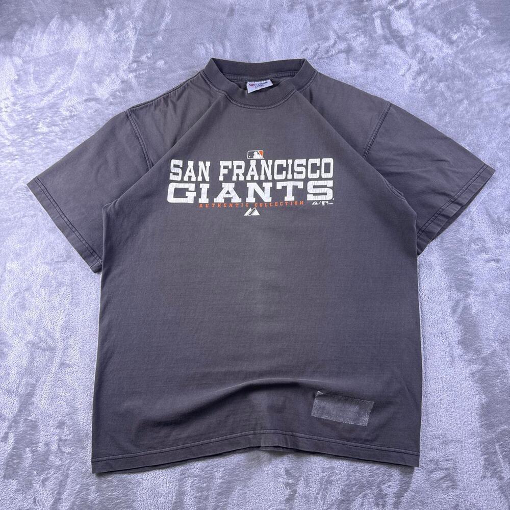 Vintage 2005 Majestic San Francisco Giants T Shirt Mens Large Faded Black MLB